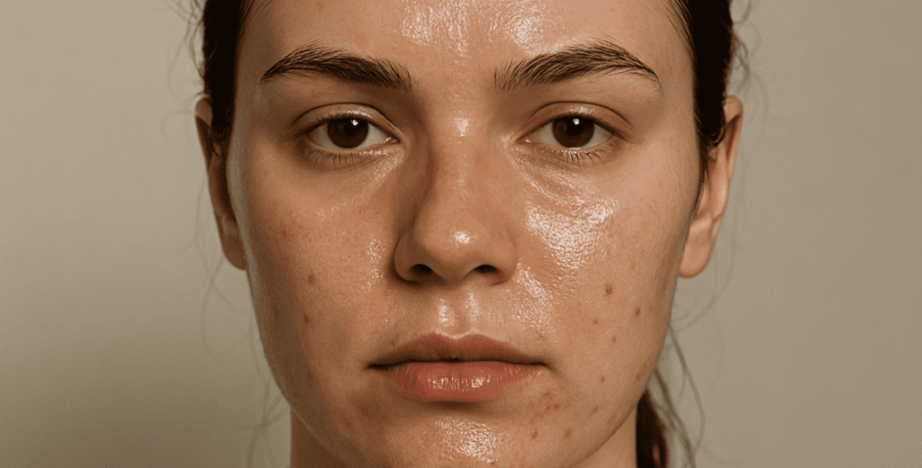 Rosto Feminino com pele oleosa